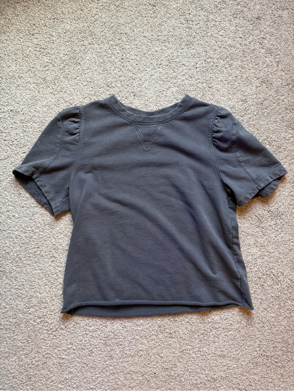Universal Thread Thick Puffy Short Sleeve Crewneck Top - Charcoal Gray